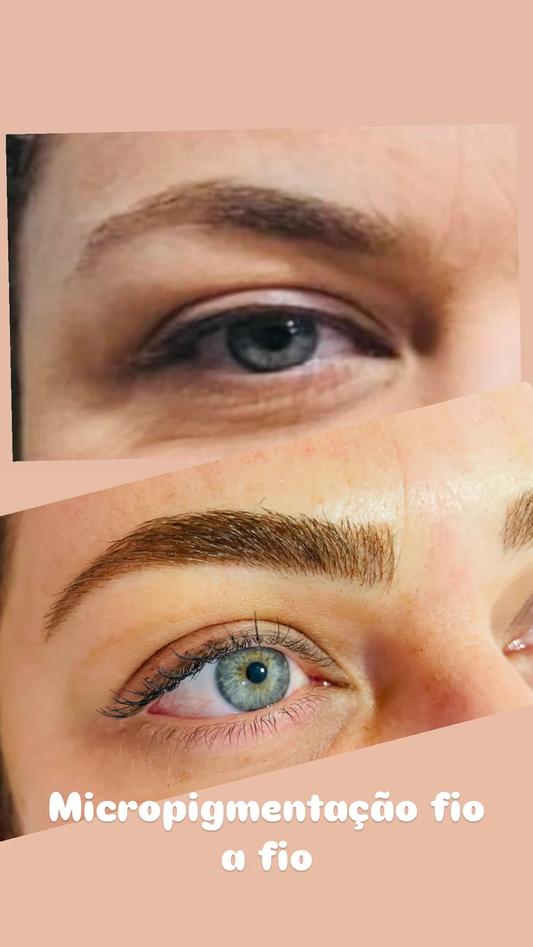 Sobrancelha simétrica e harmônica após método hairstrokes