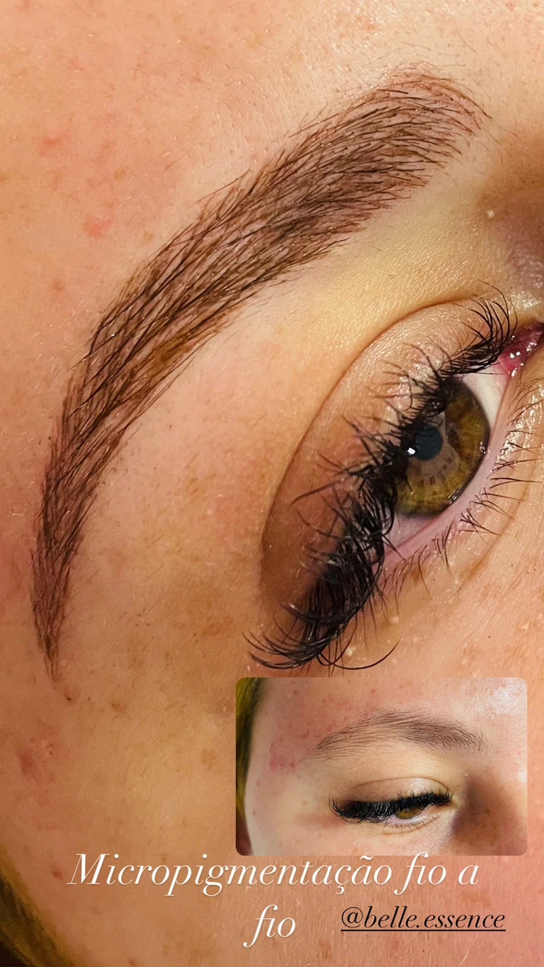 Resultado natural e sutil de micropigmentação fio a fio